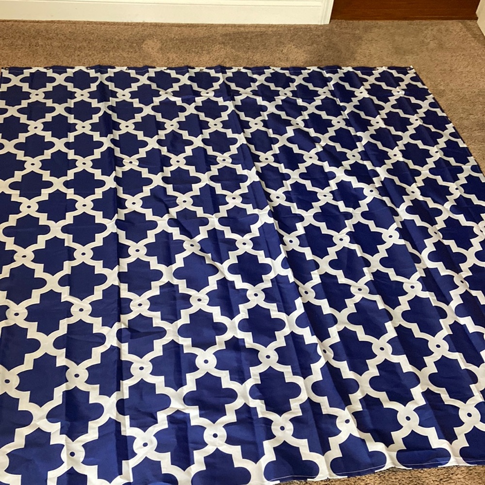 Blue geometric Shower Curtain with hooks